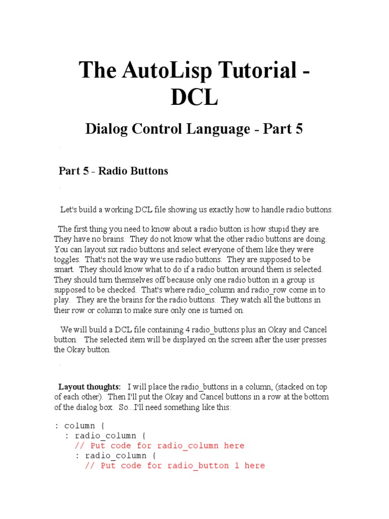 The Autolisp Tutorial Dcl Dialog Control Language Part 5 Auto Cad Autodesk