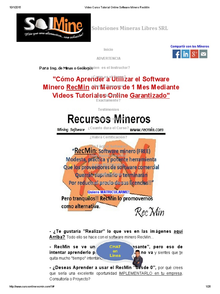 Video Curso Tutorial RecMin | PDF | Minería | Software