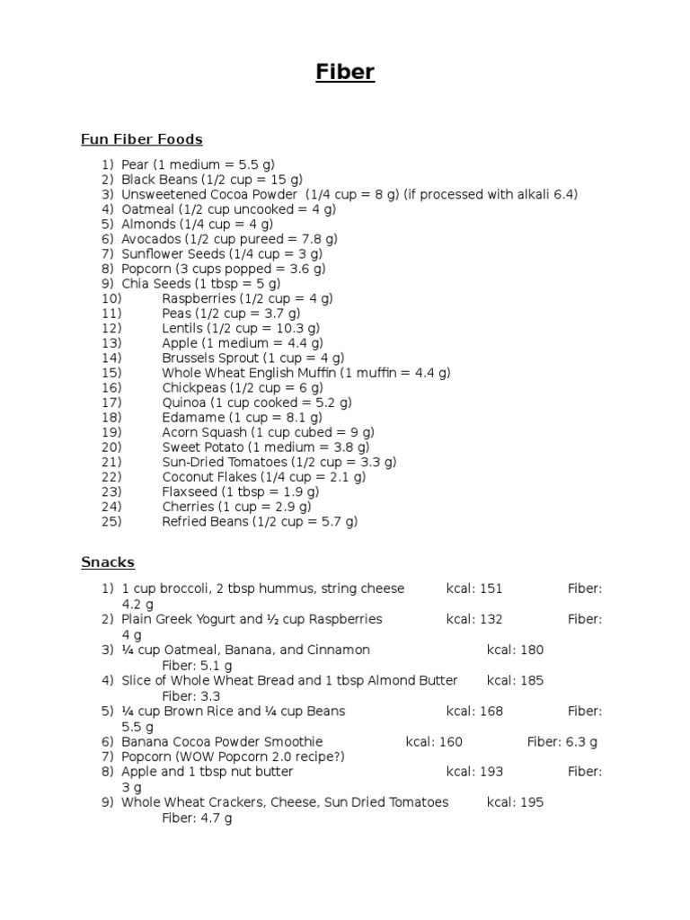 Fiber Project | PDF | Cooking, Food & Wine | Science & Mathematics