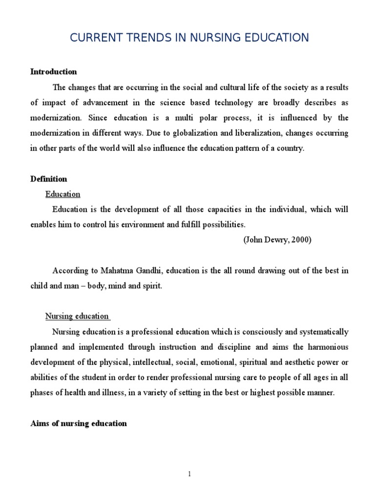 Current Trends in Nursing Education An Analysis of Curriculum Changes, Innovations in Teaching