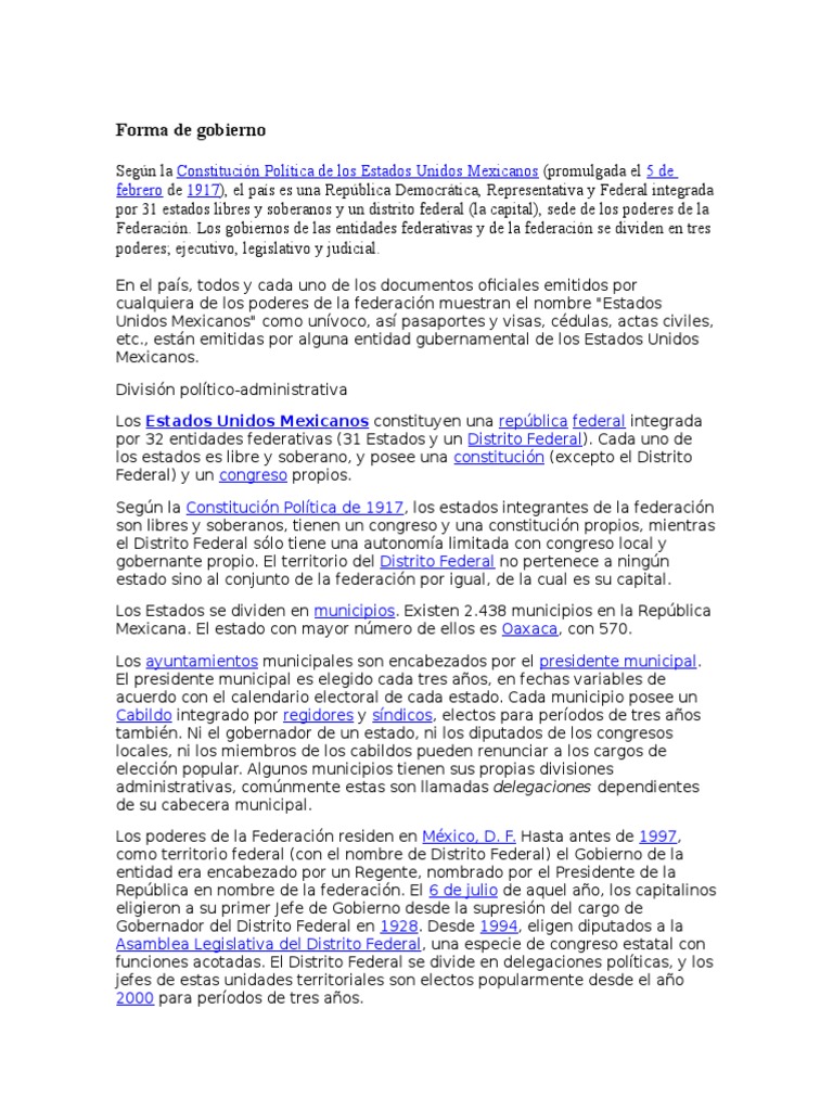 Forma De Gobierno