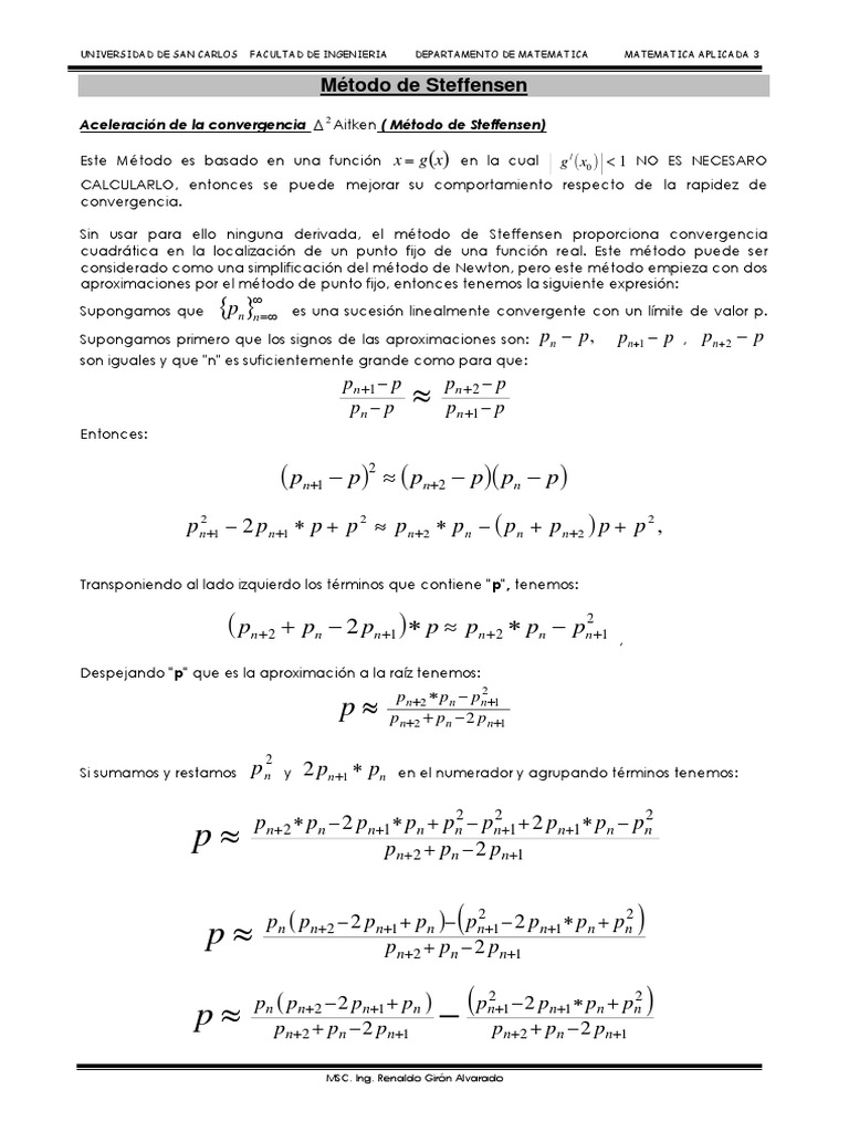 Método de Steffensen PDF Algoritmos Análisis numérico