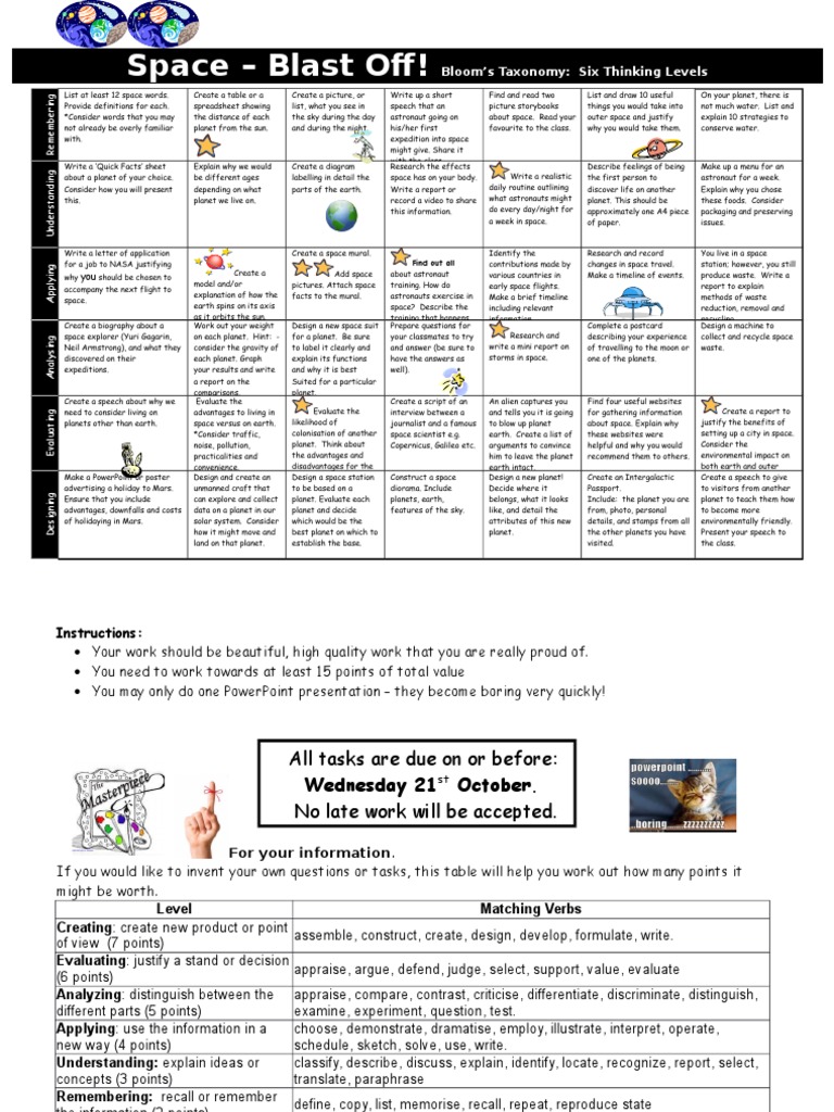 Earth and space homework grid picture