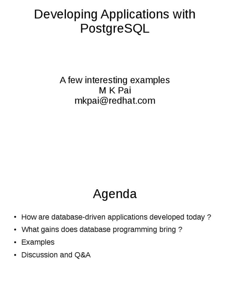 PostgreSQL Application Development Guide | PDF