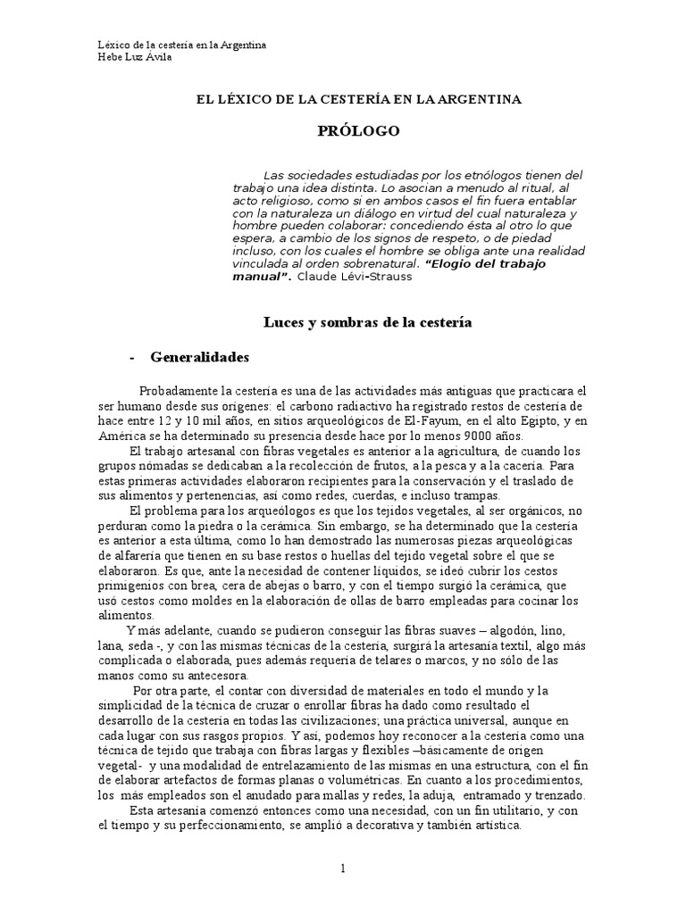 Léxico de la Cestería Argentina | PDF | Cestería | Imperio Inca