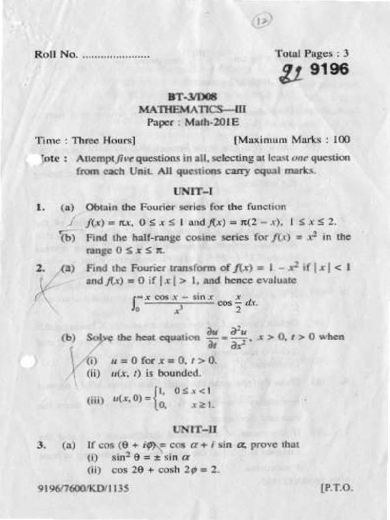 Math3 - Dec 2008 | PDF