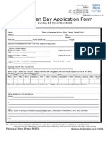 Free Open Day Application Form: Sunday 11 November 2012