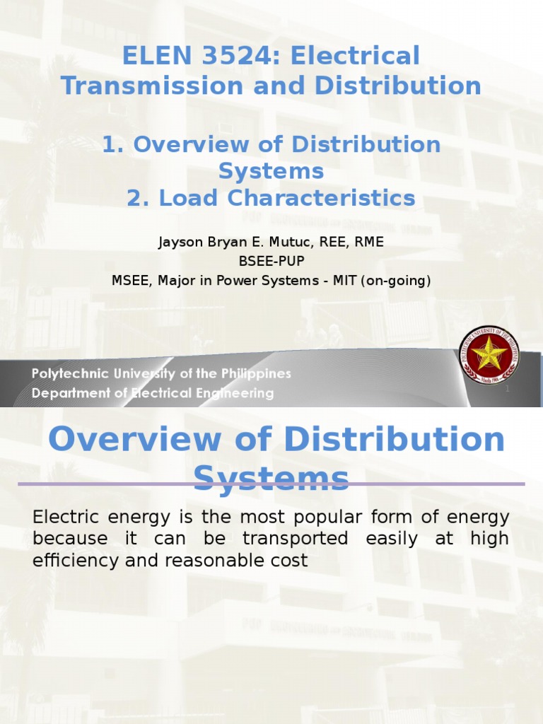 Lecture 1 Fundamentals of Electrical Transmission and Distribution