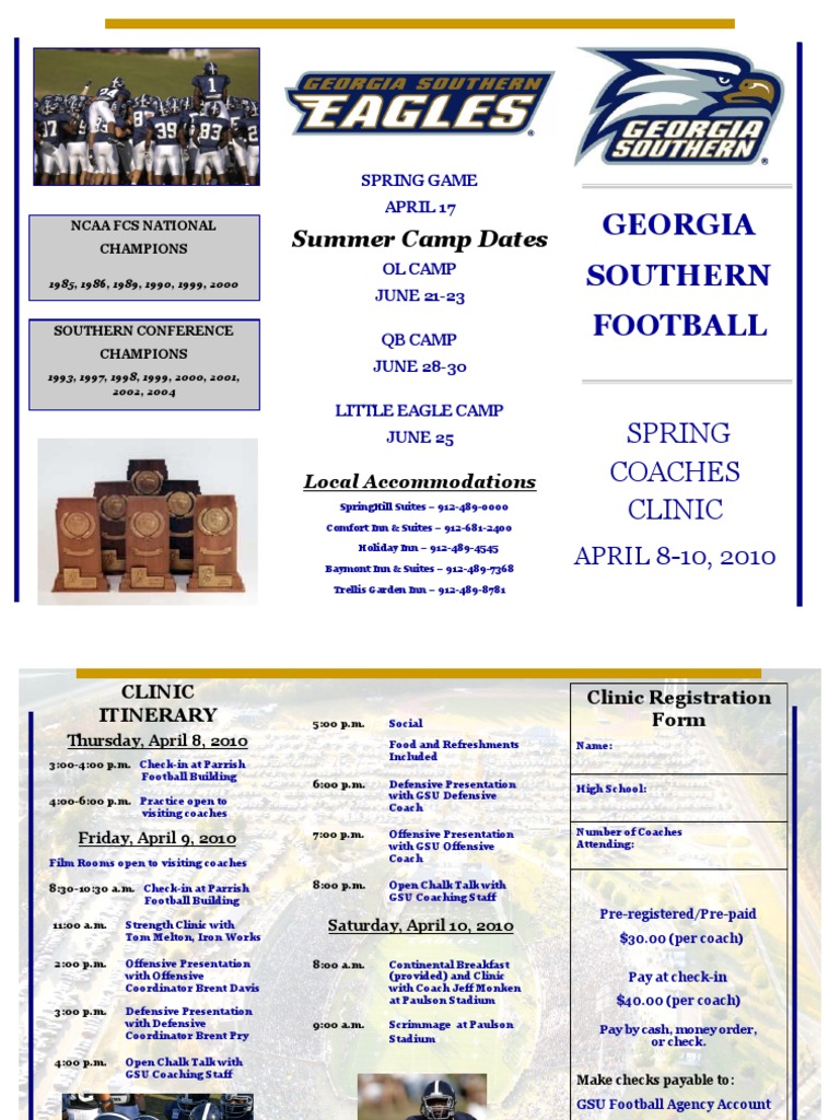 GSU Spring Football Clinic Flyer PDF Ncaa Division I Fbs Football