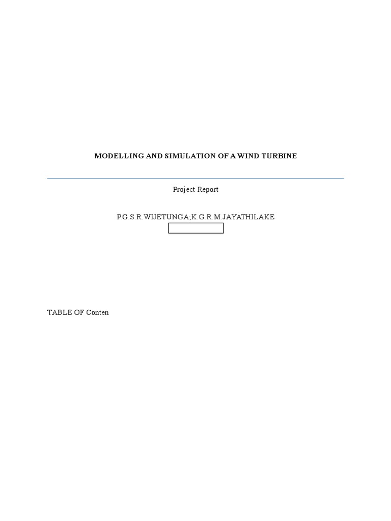 Wind Turbine Simulation Modeling Report | PDF | Turbine | Wind Power
