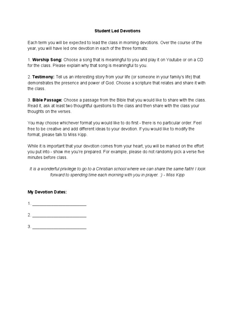 Guidelines for Student Devotions | PDF