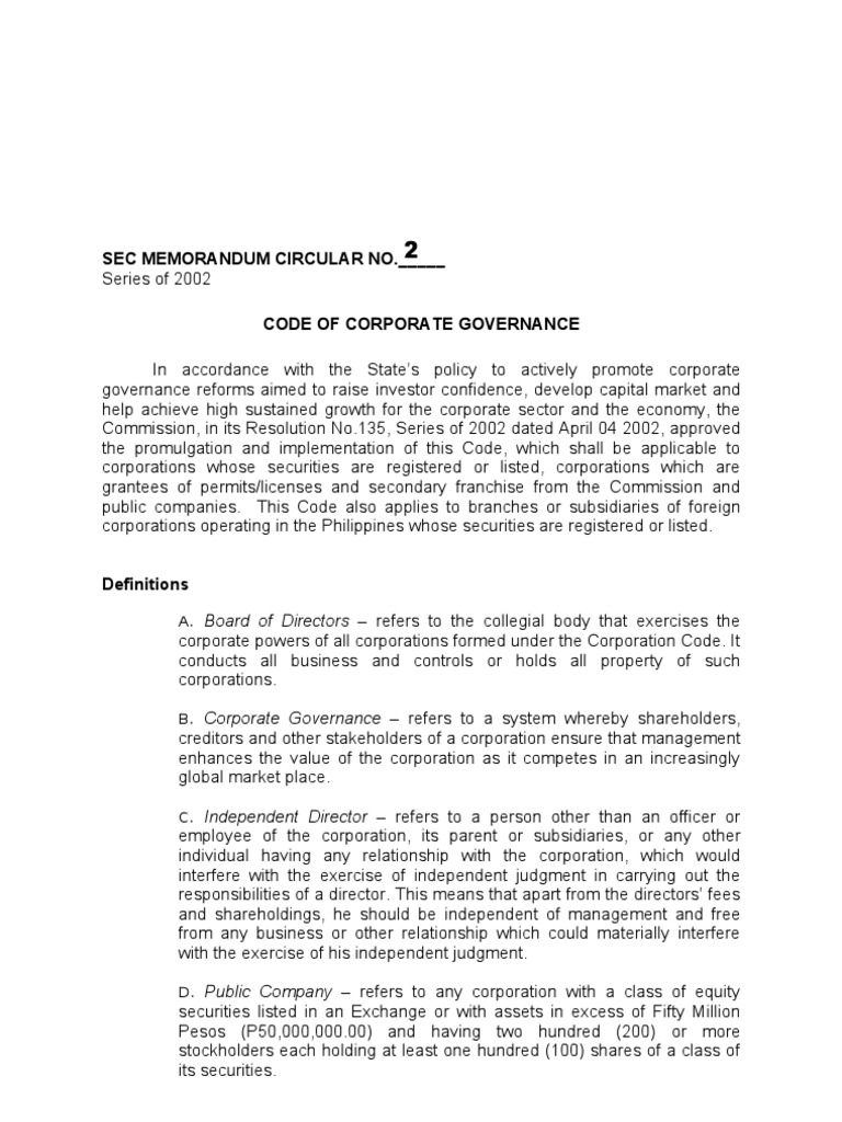 Code of Corporate Governance | PDF | Internal Audit | Internal Control
