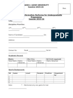 Quaid-I-Azam University Session 2015-16: S.No. - Discipline Priorities