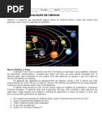 Atividades sobre o Sistema Solar 3º Ano | PDF | Planetas | Sistema Solar