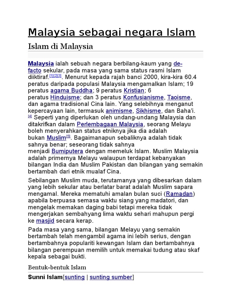 Malaysia Sebagai Negara Islam Pdf