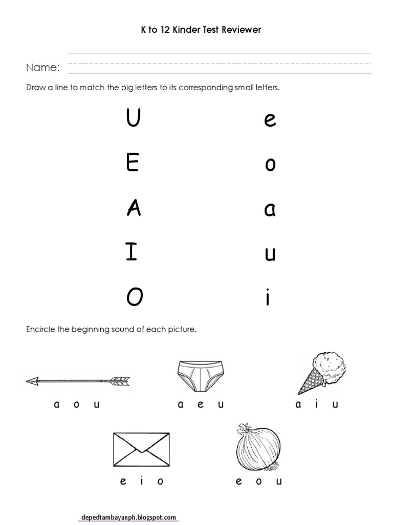Kindergarten Test Reviewer Guide | PDF
