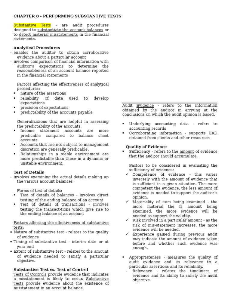 Substantive Tests in Auditing Explained | PDF | Expert | Audit
