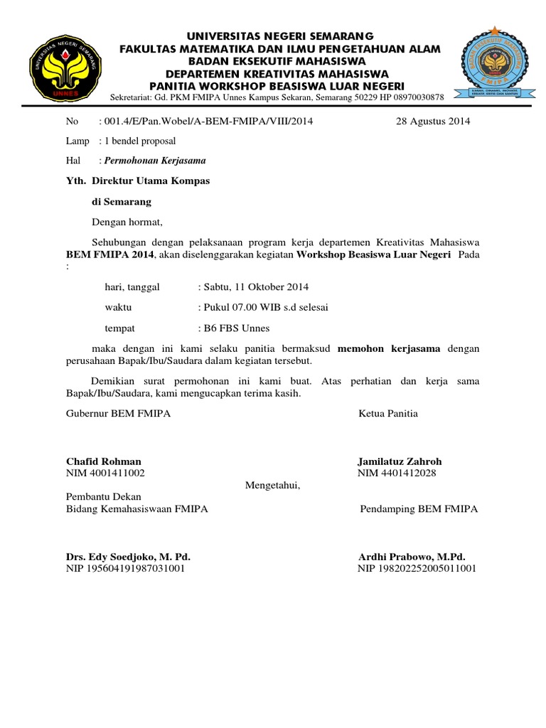 mou pdf surat kerjasama contoh Permohonan Contoh Kerjasama Surat