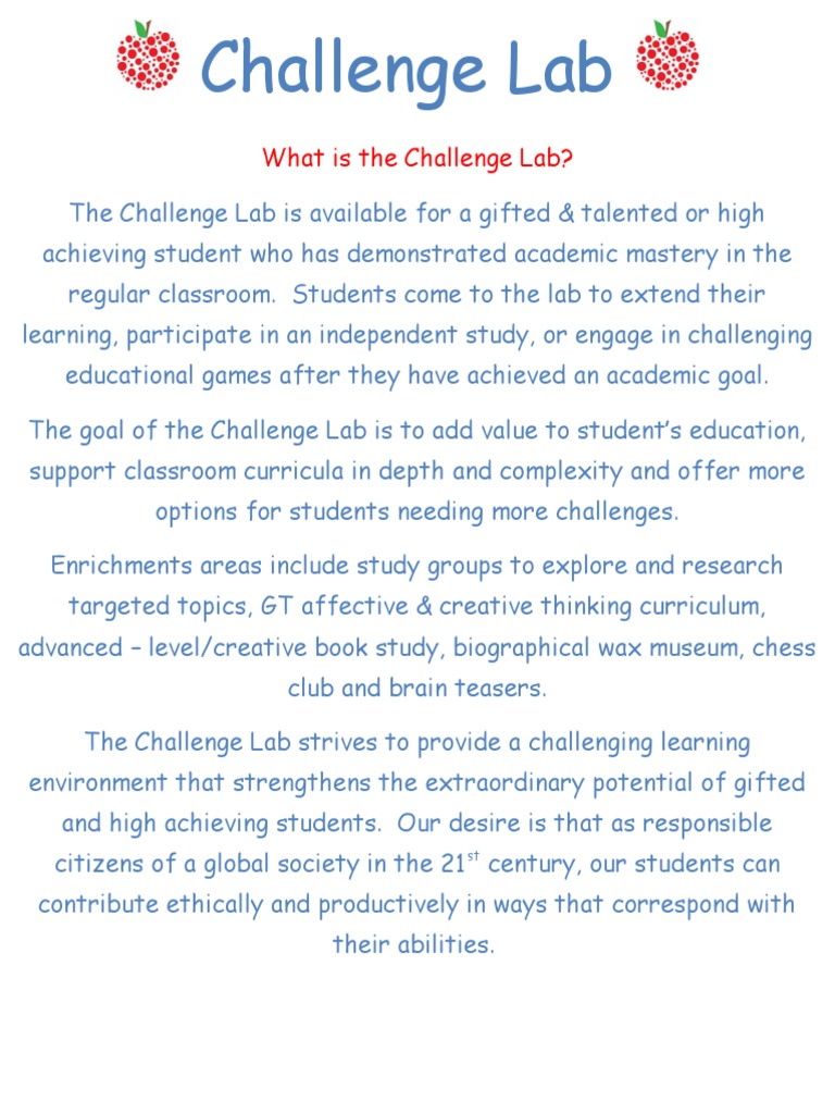 Challenge Lab for Gifted Students | PDF
