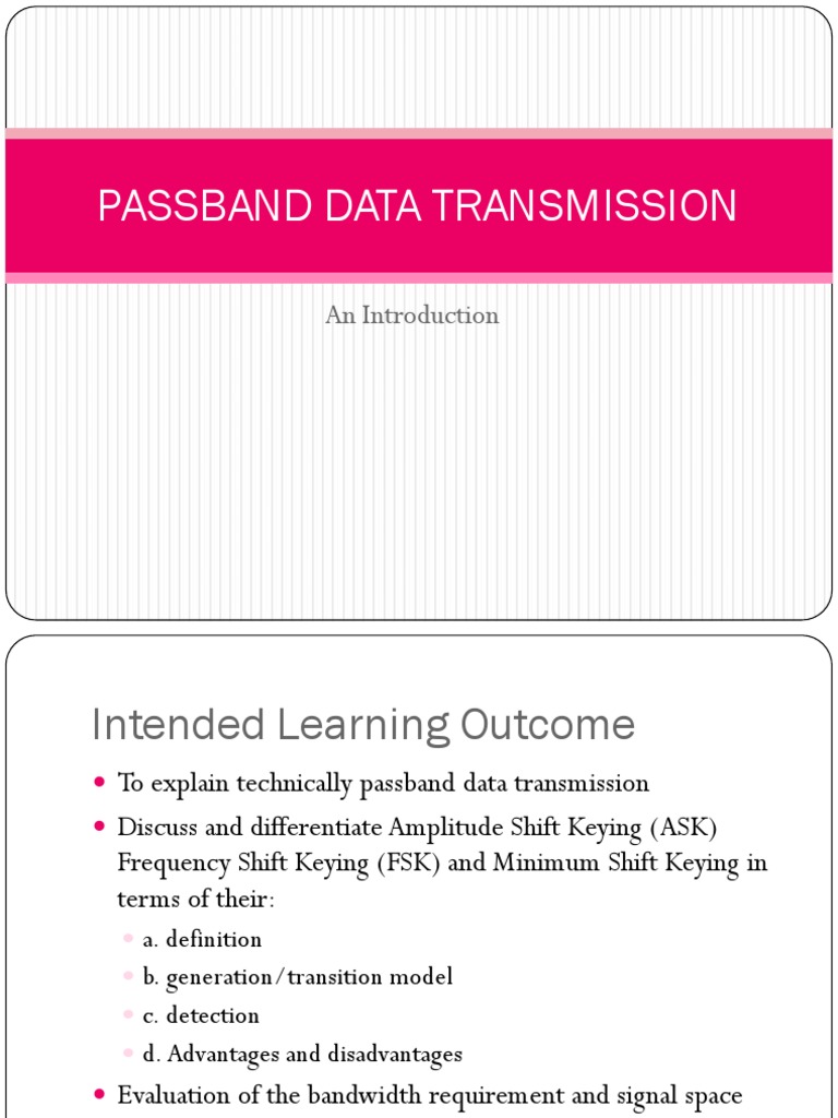 Passband Data Transmission An Introduction PDF Modulation