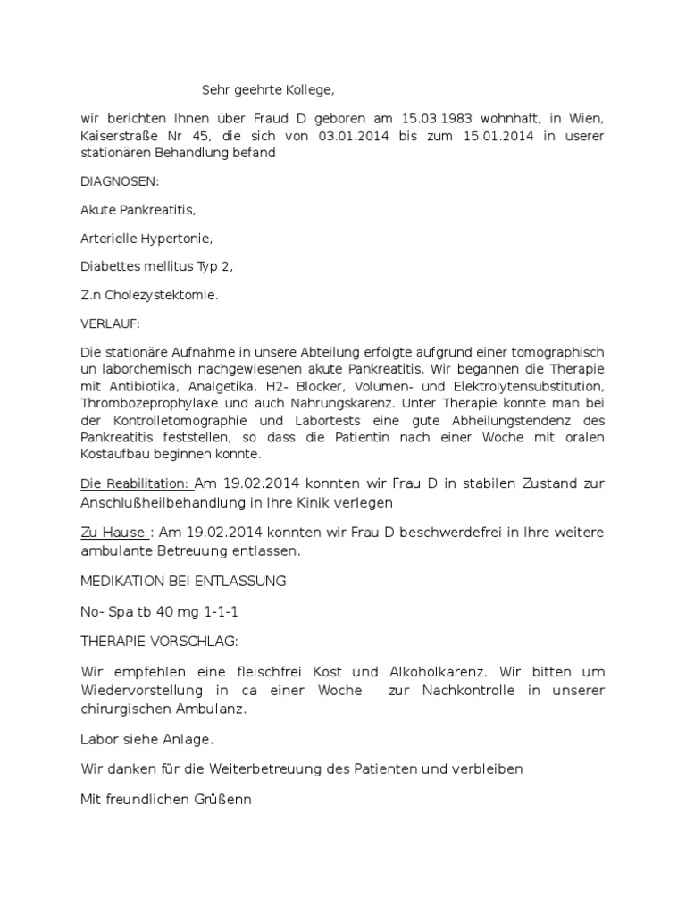 Arztbrief Pankreatitis Pdf