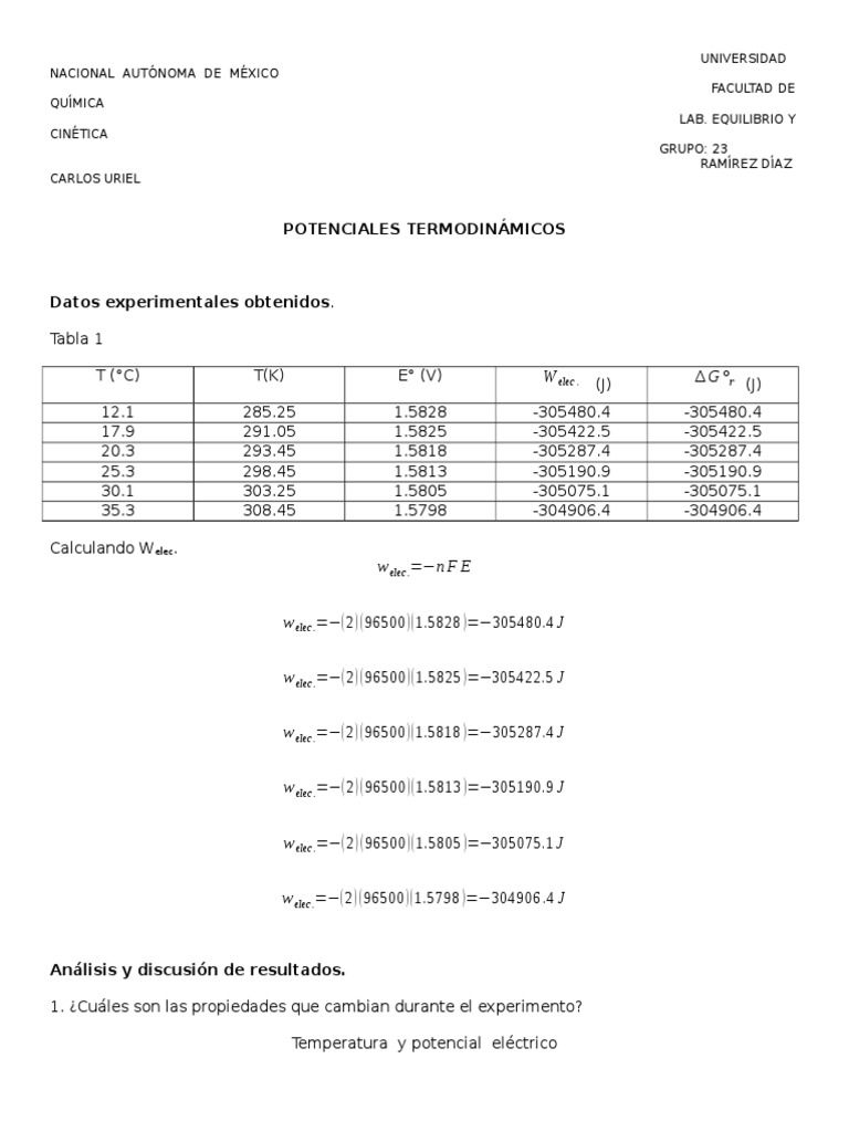 Potenciales Termodinamicos PDF Entalpía Química Física
