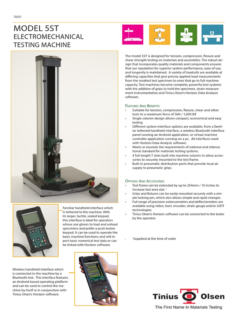 Model 5St: Electromechanical Testing Machine | PDF | Bluetooth | Mobile ...