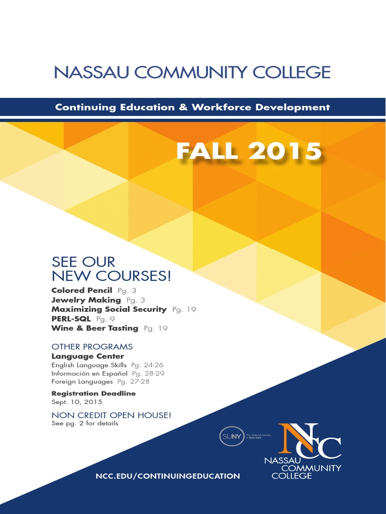 2015 Fall Brochure nassau community college Microsoft Excel Yoga