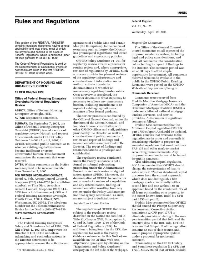 Rule: Regulatory Review | PDF | Code Of Federal Regulations | Federal ...