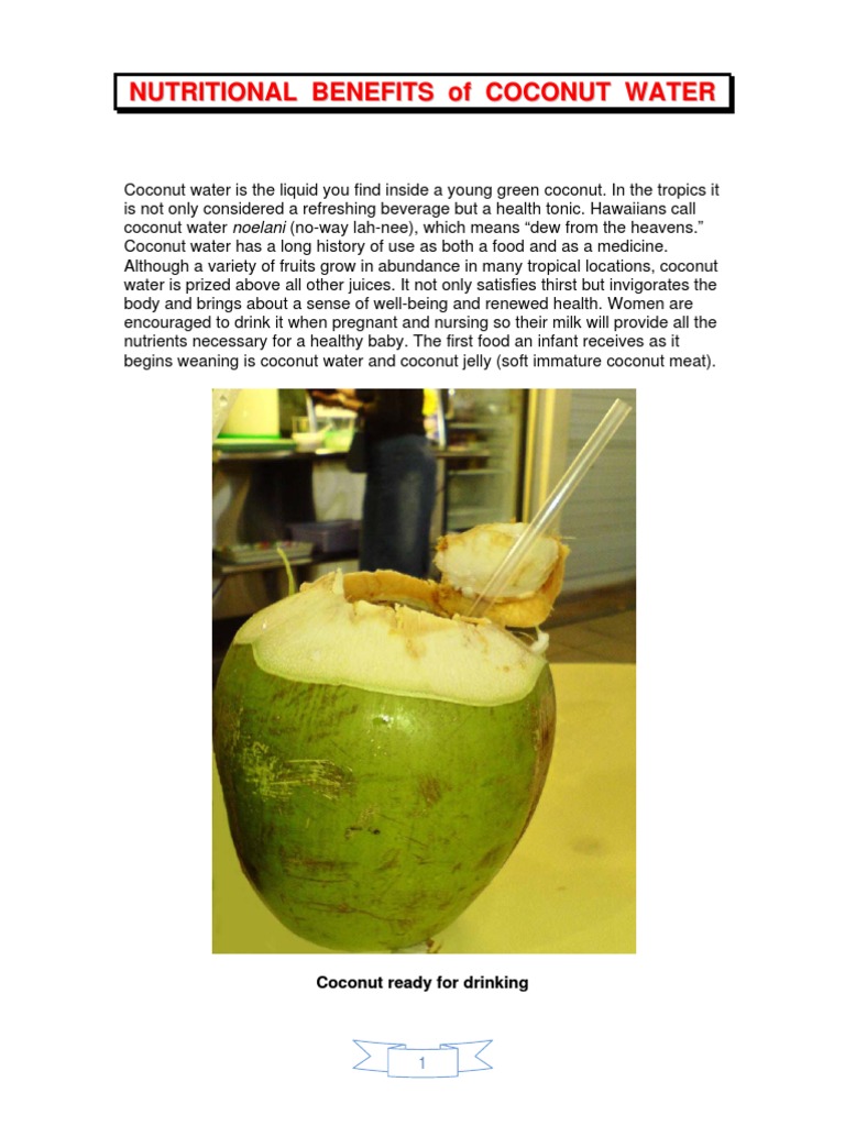 Nutritional Benefits of Coconut Water (Tender Coconut) PDF