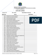 Lista de Alunos: Serviço Público Federal Instituto Federal de Educação, Ciência E Tecnologia Da Bahia Campus Barreiras