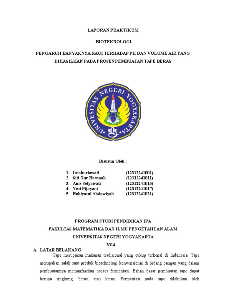 Makalah Bioteknologi Pembuatan Tape