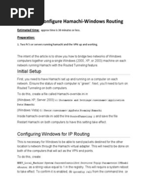 How To Hamachi Windows Routing Computer Network Ip Address