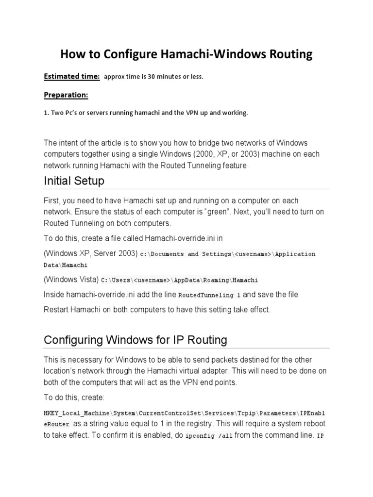 How To HamachiWindows Routing PDF Computer Network Ip Address