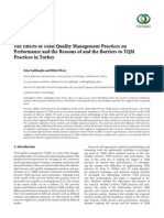The Effects of Total Quality Management Practices on Performance and the Reasons of and the Barriers to TQM Practices in Turkey