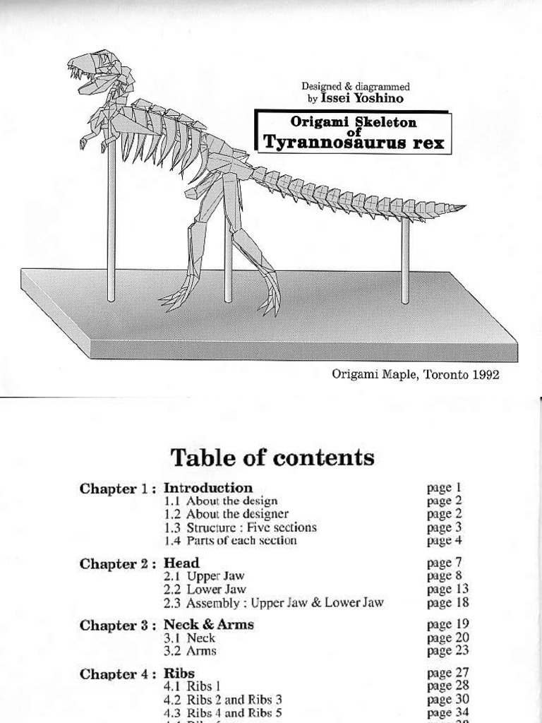 Issei Yoshino - Origami Skeleton of Tyrannosarus Rex | PDF, image size:768x1024