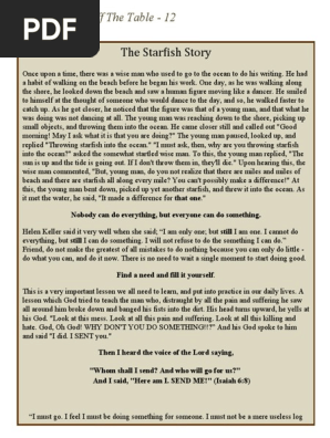 The Starfish Story - Crumbs Off The Table - No.12 