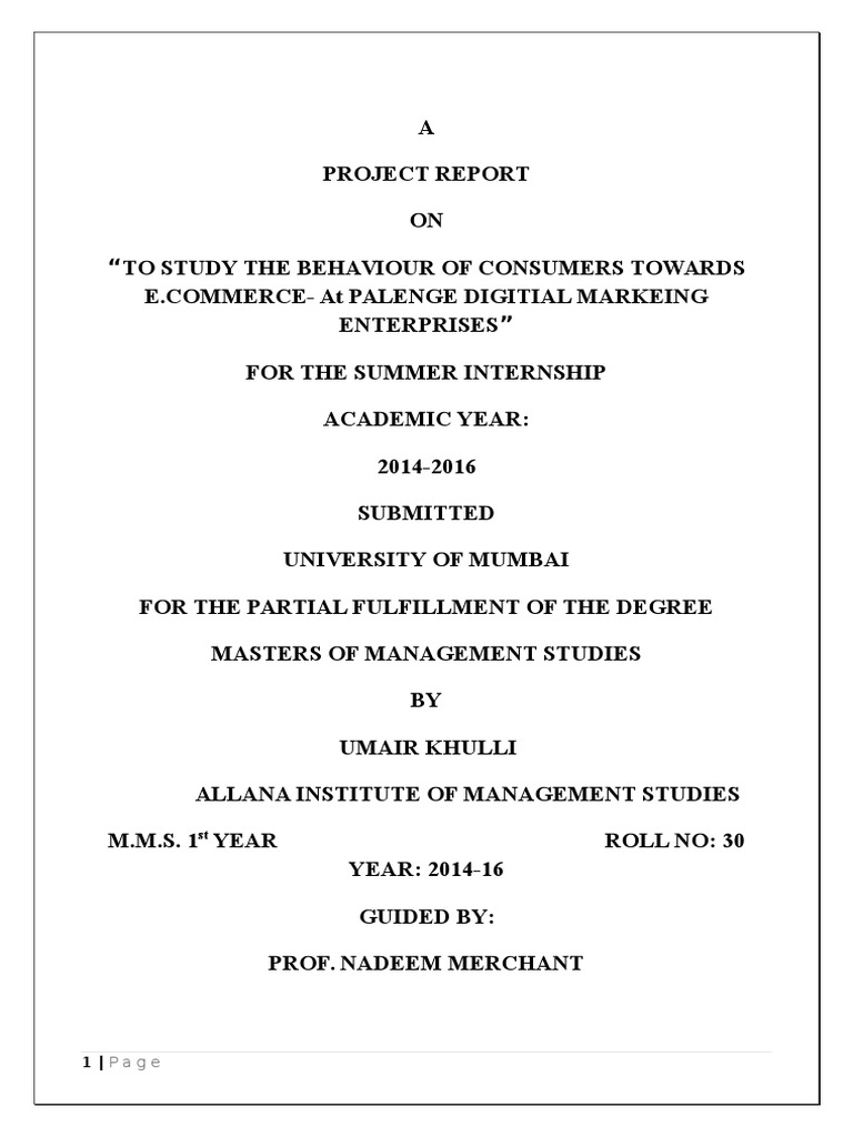 Project On Consumer Perception | PDF | E Commerce | Online Shopping