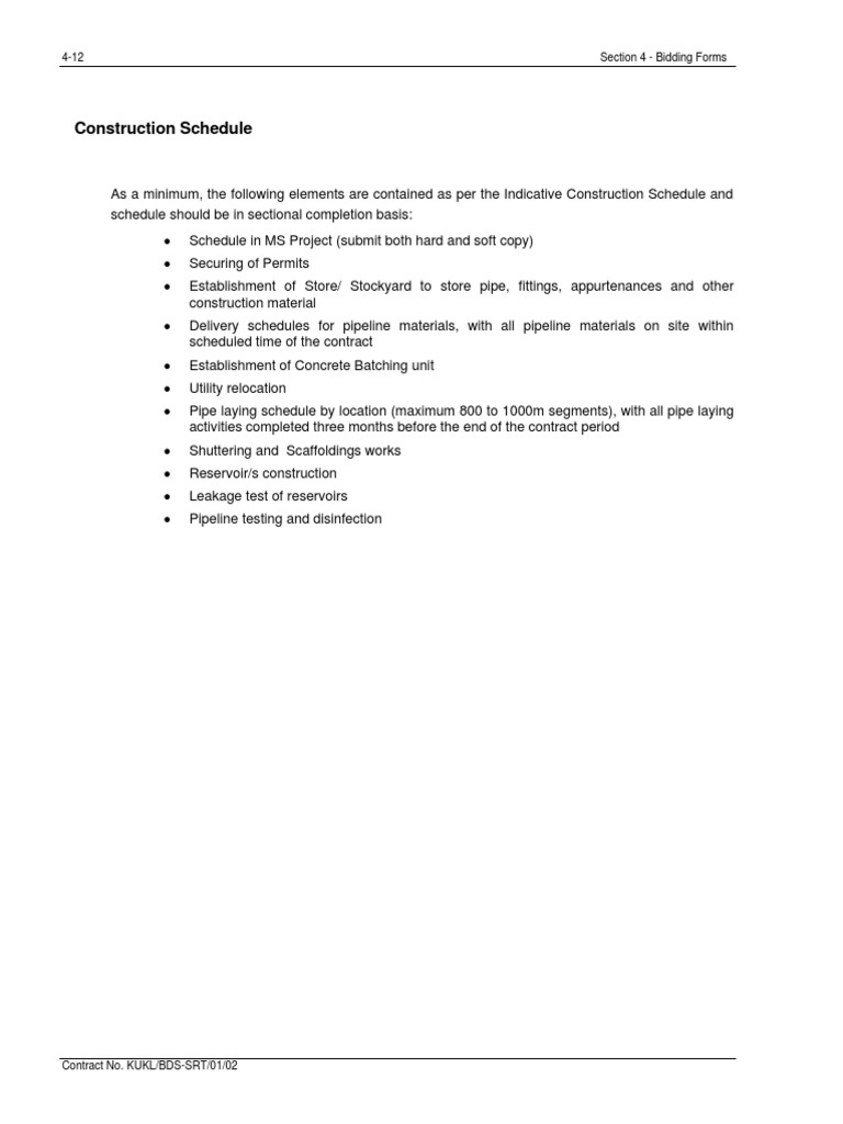 Pages Construction Schedule | PDF