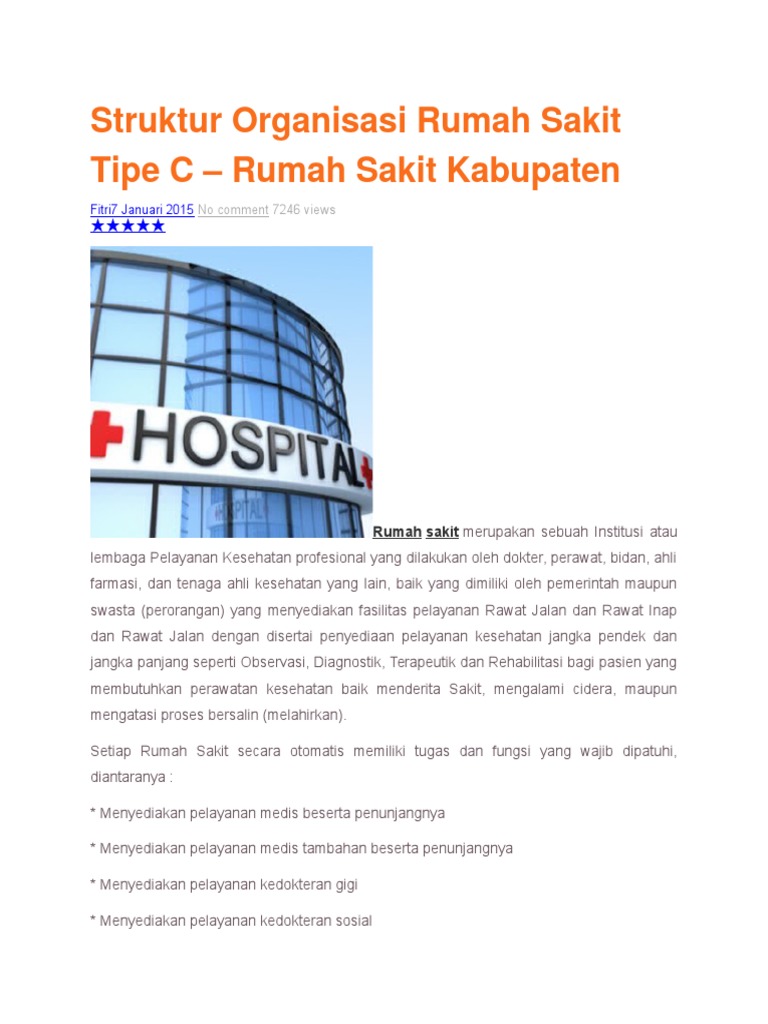 Struktur Organisasi Rumah Sakit Tipe C