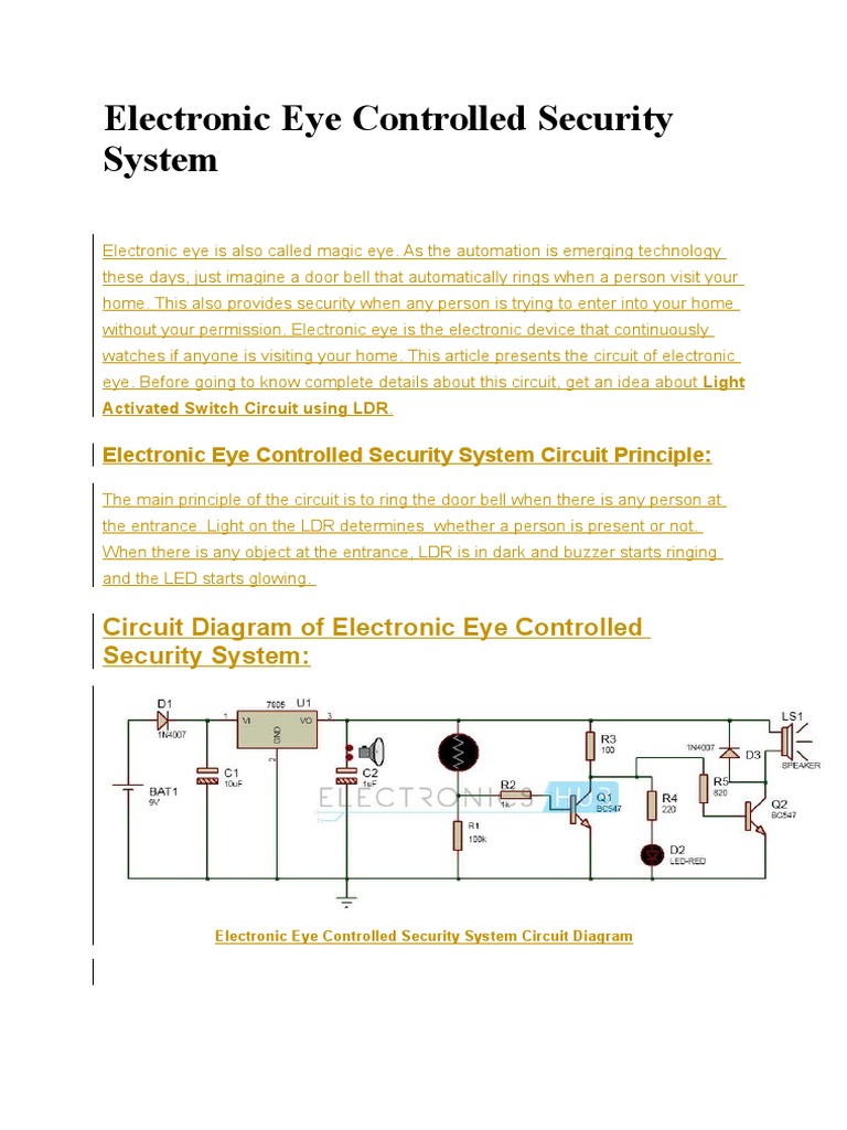 Electronic Eye Security System Circuit | PDF | Electronic Circuits | P ...