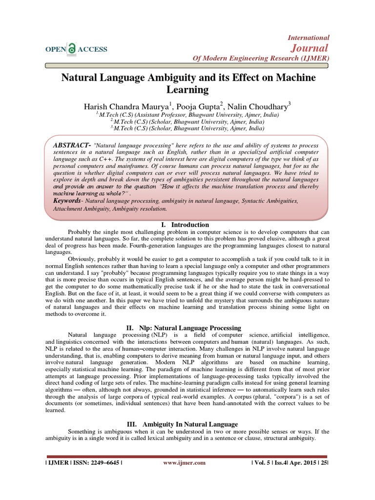 Natural Language Ambiguity in NLP | PDF | Ambiguity | Part Of Speech
