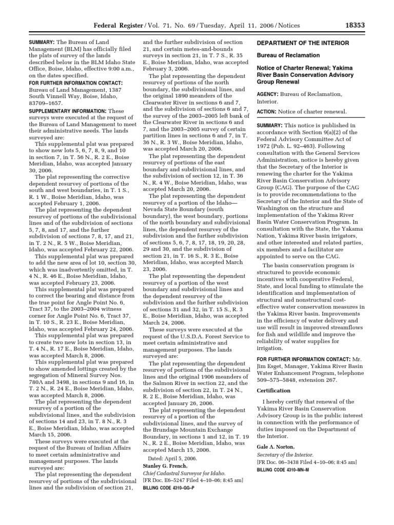 Notice Committees Establishment, Renewal, Termination, Etc. Yakima