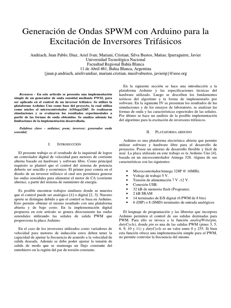 Generación SPWM con Arduino para Inversores | PDF | Arduino | Inversor ...