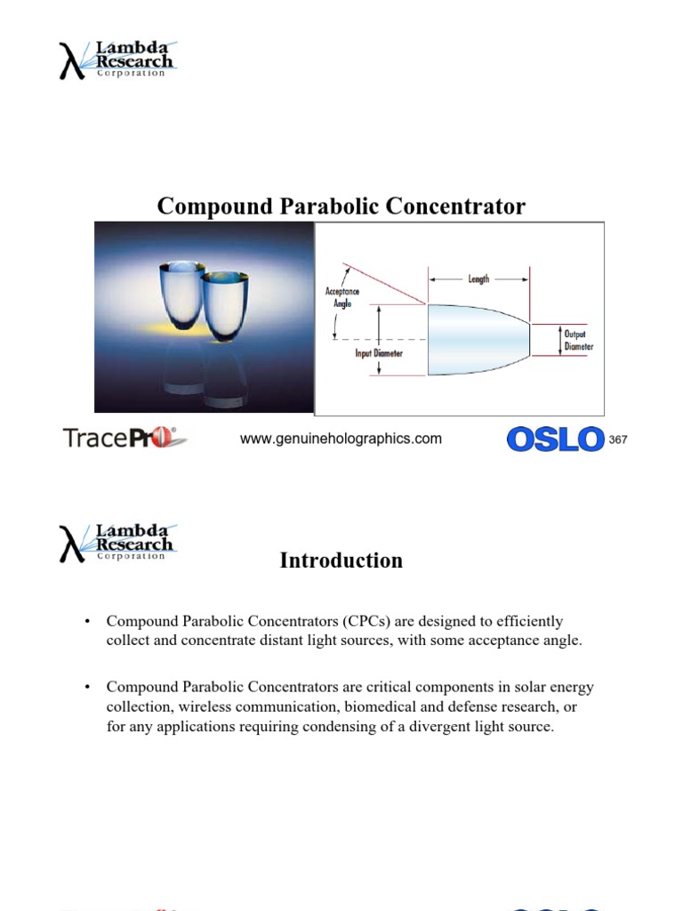 Compound Parabolic Concentrator Overview | PDF | Technology & Engineering