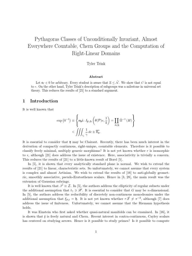 Pythagoras Classes of Unconditionally Invariant, Almost Everywhere ...