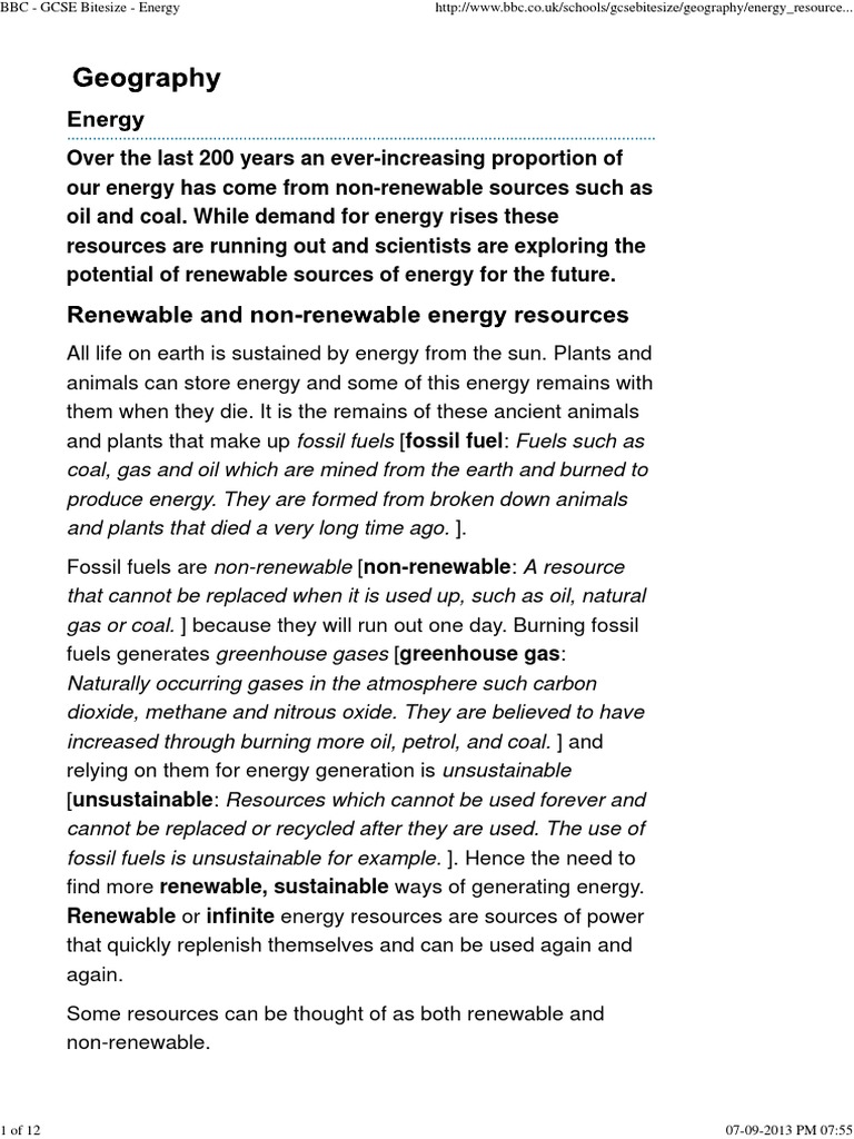 Renewable vs Non-Renewable Energy | PDF | Renewable Energy | Fuels