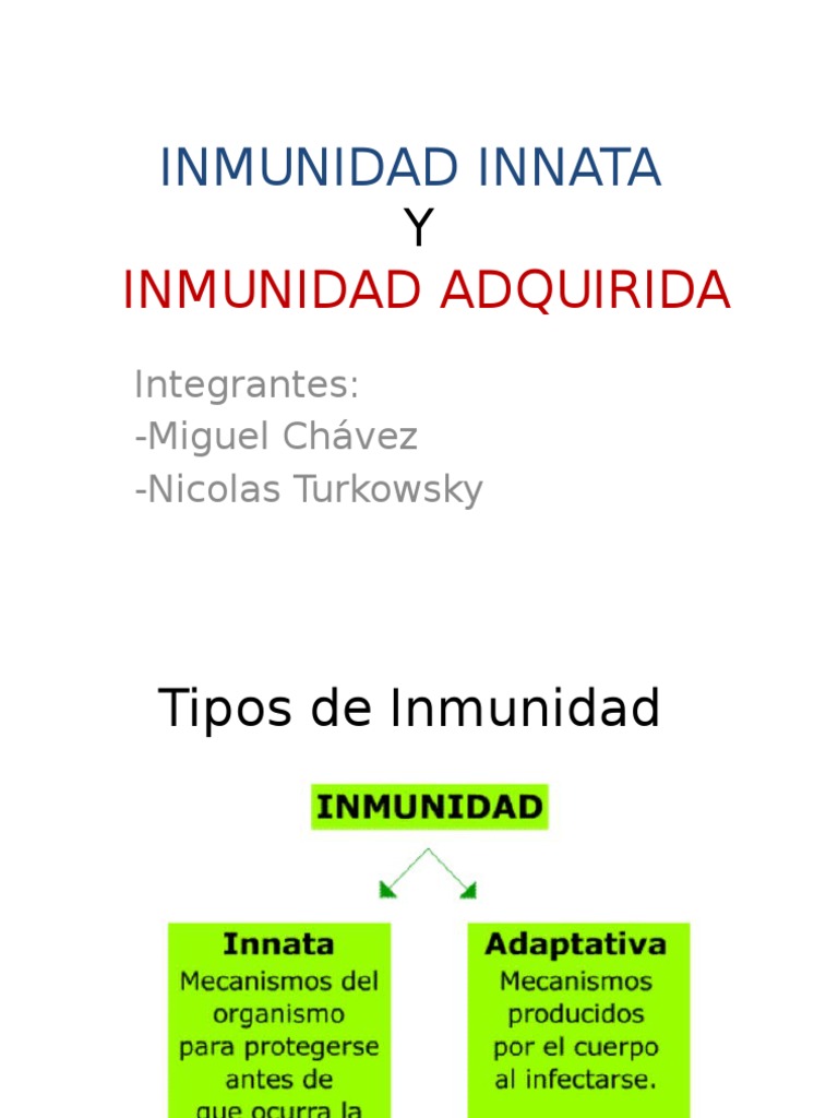 Inmunidad Innata y Adquirida: Tipos y Características | PDF | Ciencia y ...