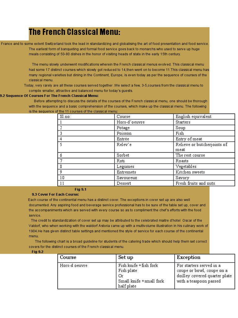 The French Classical Menu PDF Soup Hors D'oeuvre