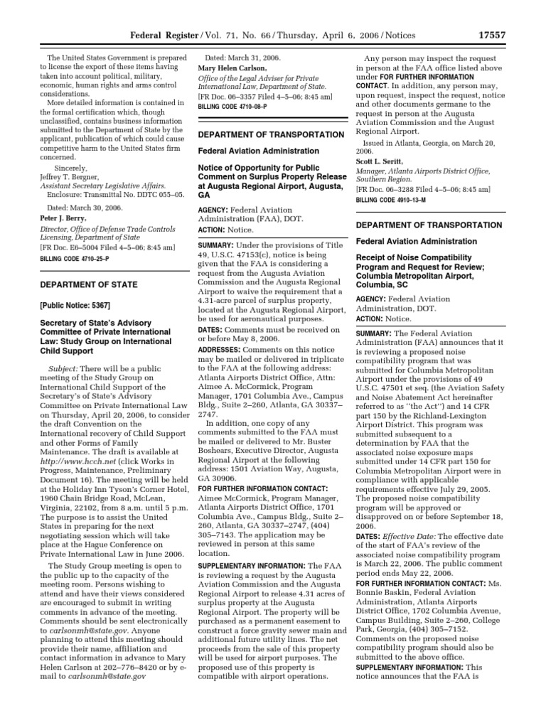Notice: Arms Export Control Act: Private International Law Advisory ...